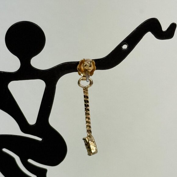 Vintage Signed Avon Rhinestone Stud w/ Chain Rhinestone Dangle 1" Drop - Picture 6 of 8